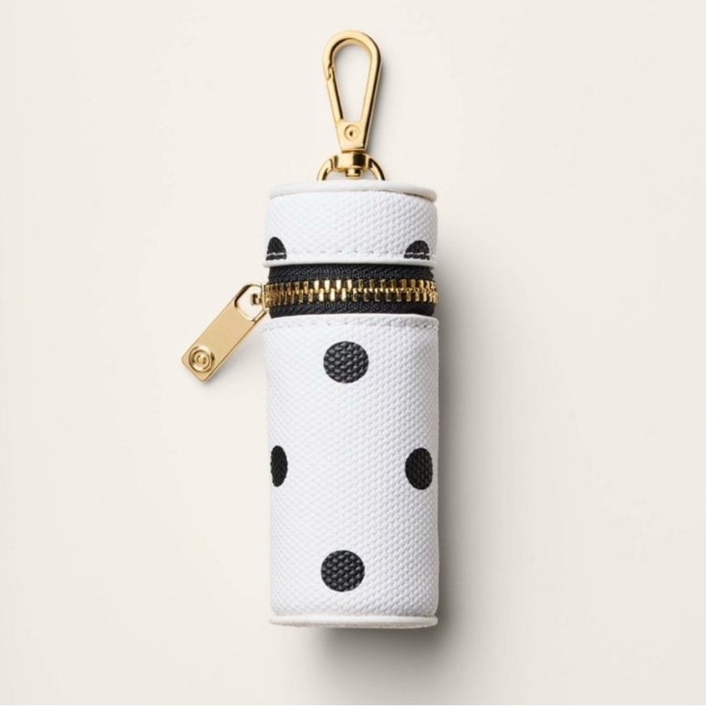 White and Black Polka Dot lipstick case Kate spade